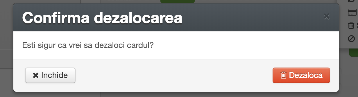 dezalocare  card Gestiune Sala