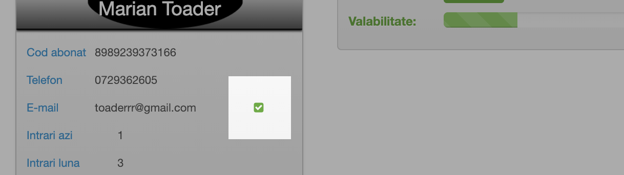 email valid Gestiune Sala