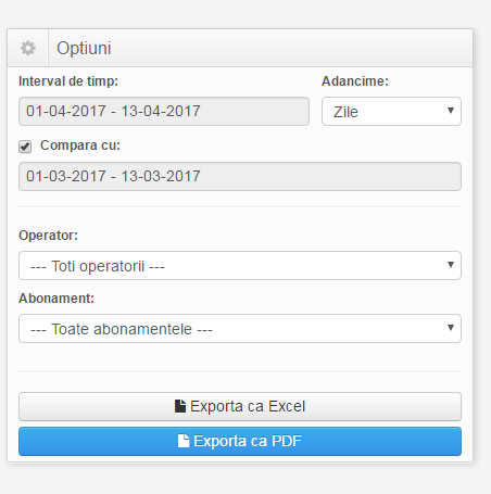export raport vanzari Gestiune Sala