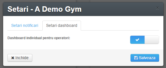 Setari notificari Gestiune Sala