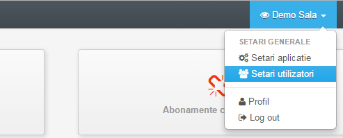Setari utilizatori Gestiune Sala