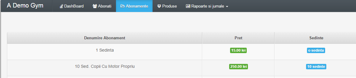 tab abonamente admin Gestiune Sala